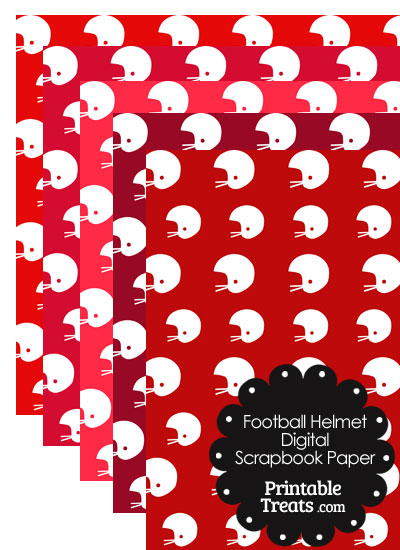 Red Background Football Helmet Digital Scrapbook Paper from PrintableTreats.com