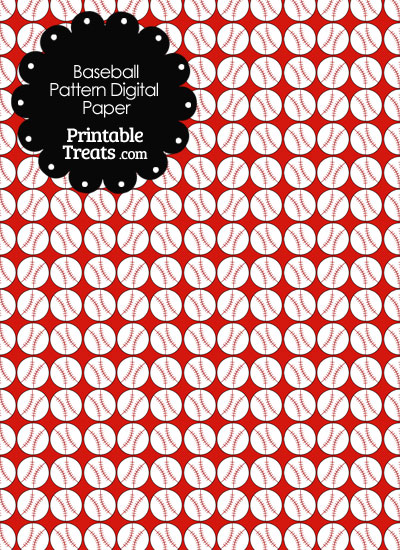 Red Baseball Pattern Digital Scrapbook Paper from PrintableTreats.com
