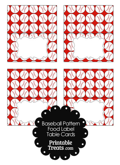 Red Baseball Pattern Food Labels from PrintableTreats.com