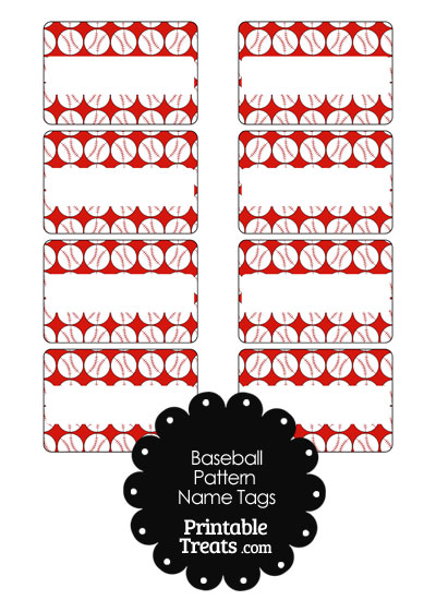 Red Baseball Pattern Name Tags from PrintableTreats.com