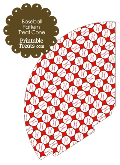 Red Baseball Pattern Treat Cone from PrintableTreats.com