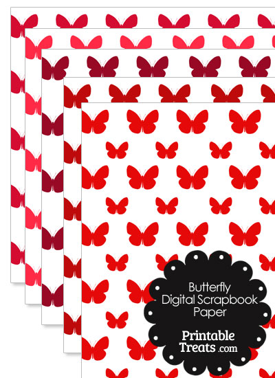 Red Butterfly Digital Scrapbook Paper from PrintableTreats.com