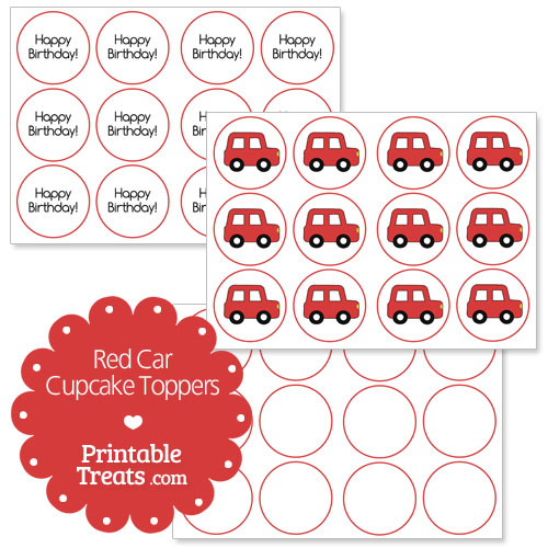 free red car cupcake toppers