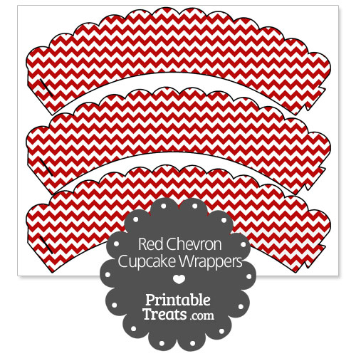 printable red chevron cupcake wrappers