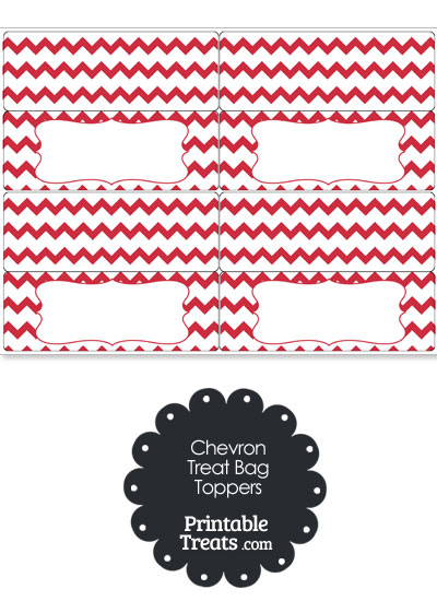 Red Chevron Treat Bag Toppers from PrintableTreats.com