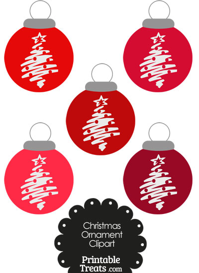 Red Christmas Tree Christmas Ornament Clipart from PrintableTreats.com