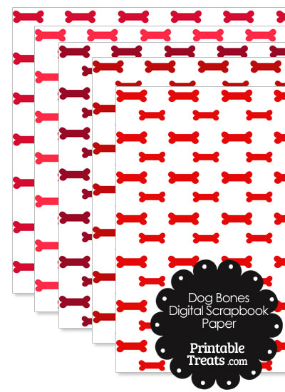 Red Dog Bone Digital Scrapbook Paper from PrintableTreats.com