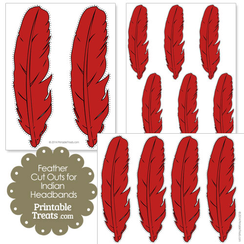 red feather cut outs for Indian headbands