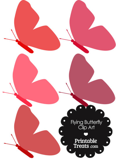 Red Flying Butterfly Clipart from PrintableTreats.com