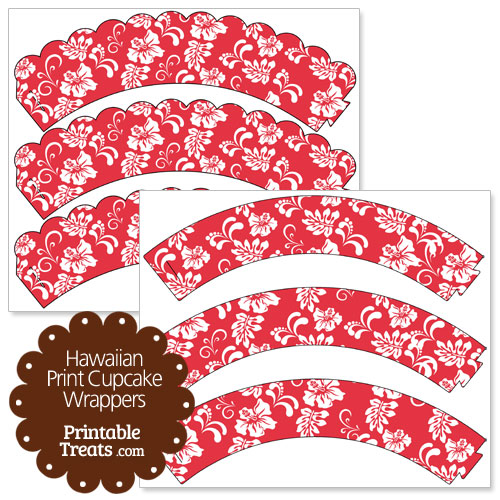 red hawaiian print cupcake wrappers