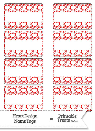 Red Heart Design Name Tags from PrintableTreats.com