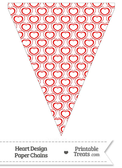 Red Heart Design Pennant Banner Flag from PrintableTreats.com