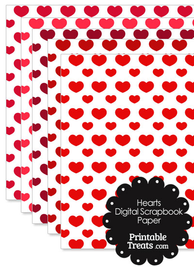 Red Hearts Digital Scrapbook Paper from PrintableTreats.com