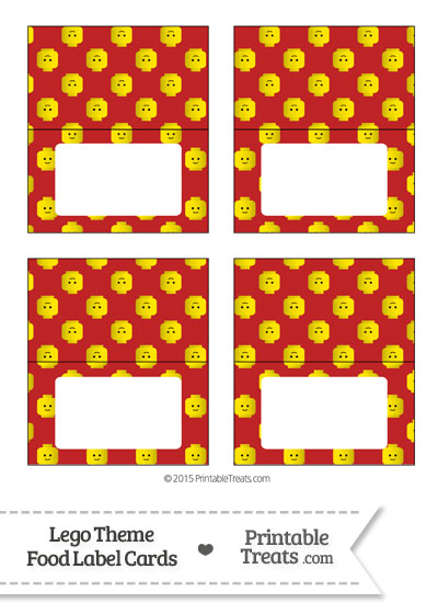 Red Lego Theme Food Label Buffet Cards from PrintableTreats.com