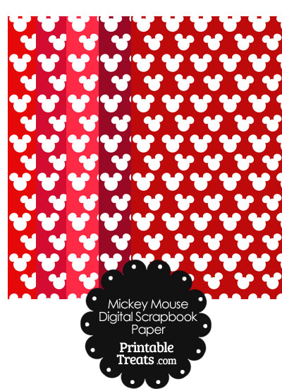 Red Mickey Mouse Head Digital Paper from PrintableTreats.com