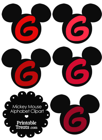 Red Mickey Mouse Head Letter G Clipart from PrintableTreats.com
