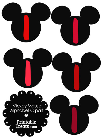 Red Mickey Mouse Head Letter I Clipart from PrintableTreats.com