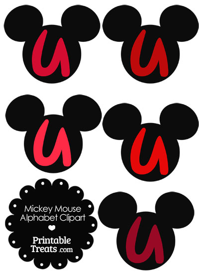 Red Mickey Mouse Head Letter U Clipart from PrintableTreats.com