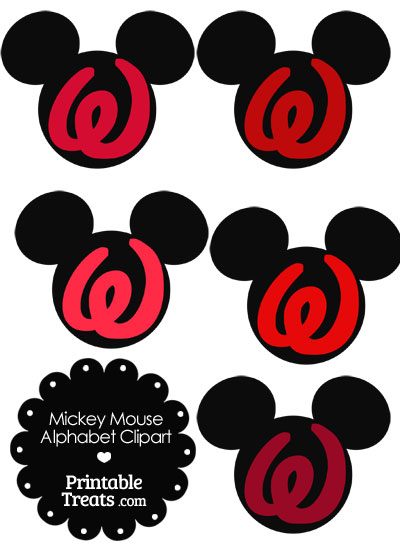 Red Mickey Mouse Head Letter W Clipart from PrintableTreats.com