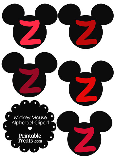 Red Mickey Mouse Head Letter Z Clipart from PrintableTreats.com
