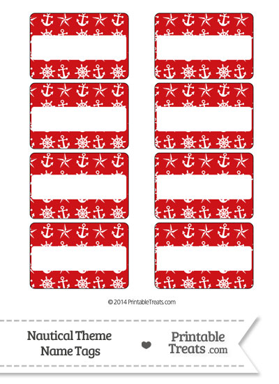 Red Nautical Name Tags from PrintableTreats.com