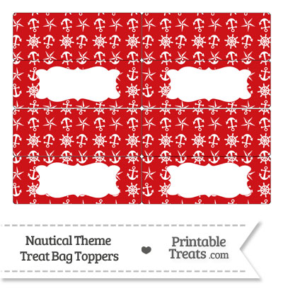 Red Nautical Treat Bag Toppers from PrintableTreats.com