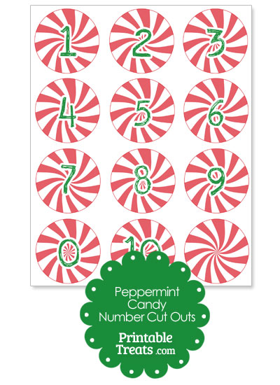 Red Peppermint Candy Number Cut Outs from PrintableTreats.com