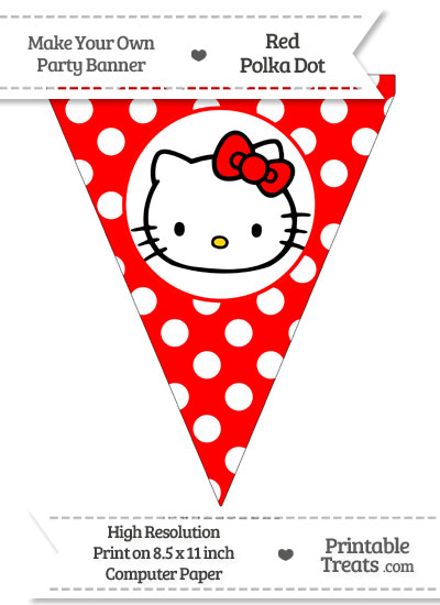 Red Polka Dot Pennant Flag with Hello Kitty from PrintableTreats.com