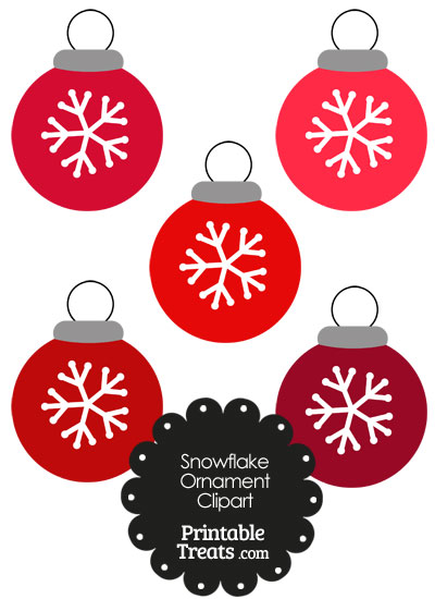 Red Snowflake Ornament Clipart from PrintableTreats.com