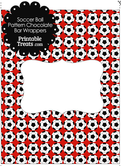 Red Soccer Ball Pattern Chocolate Bar Wrappers from PrintableTreats.com