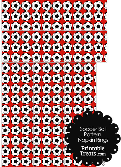 Red Soccer Ball Pattern Napkin Rings from PrintableTreats.com