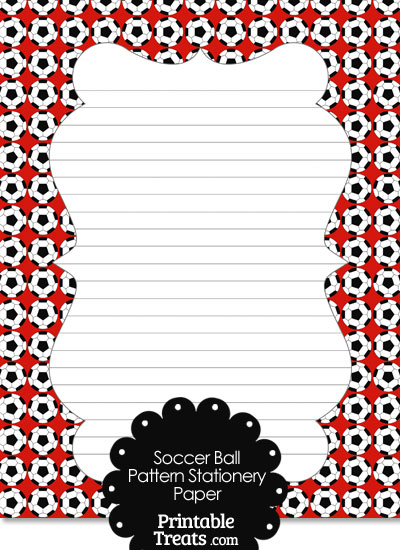 Red Soccer Ball Pattern Stationery Paper from PrintableTreats.com