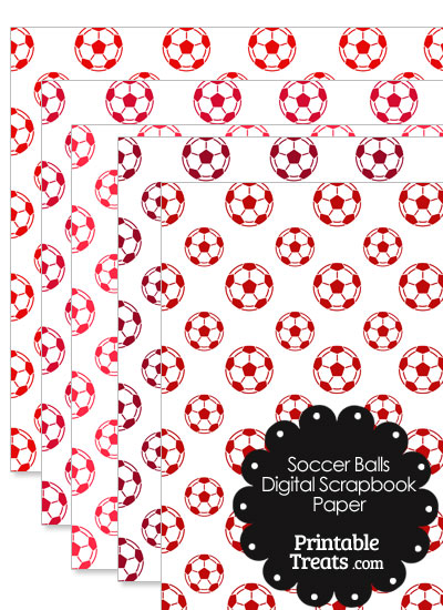 Red Soccer Digital Scrapbook Paper from PrintableTreats.com