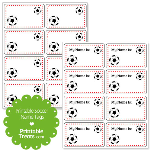 red soccer name tags