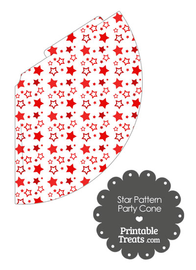 Red Star Pattern Party Cone from PrintableTreats.com