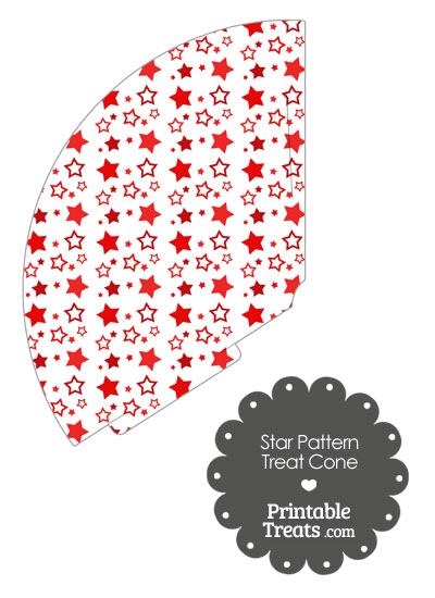 Red Star Pattern Treat Cone from PrintableTreats.com