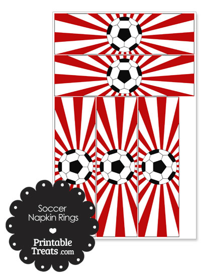 Red Sunburst Soccer Party Napkin Rings from PrintableTreats.com