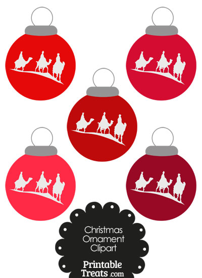 Red Three Wise Men Christmas Ornament Clipart from PrintableTreats.com