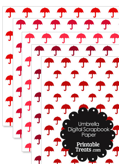 Red Umbrella Digital Scrapbook Paper from PrintableTreats.com