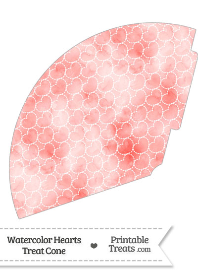 Red Watercolor Hearts Treat Cone from PrintableTreats.com