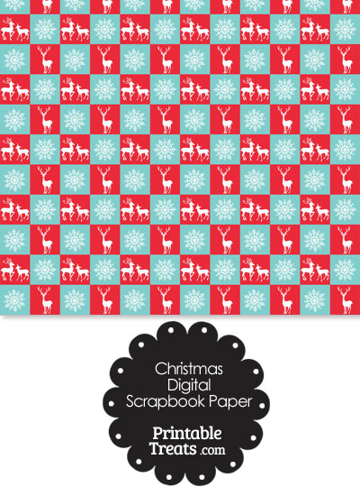 Reindeer and Snowflakes Digital Scrapbook Paper from PrintableTreats.com