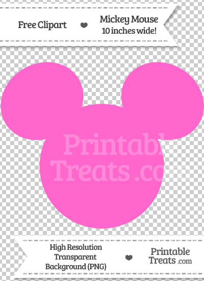Rose Pink Mickey Mouse Head Clipart from PrintableTreats.com