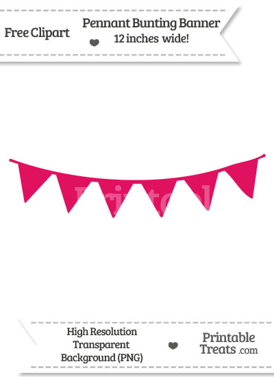 Ruby Pink Pennant Bunting Banner Clipart from PrintableTreats.com