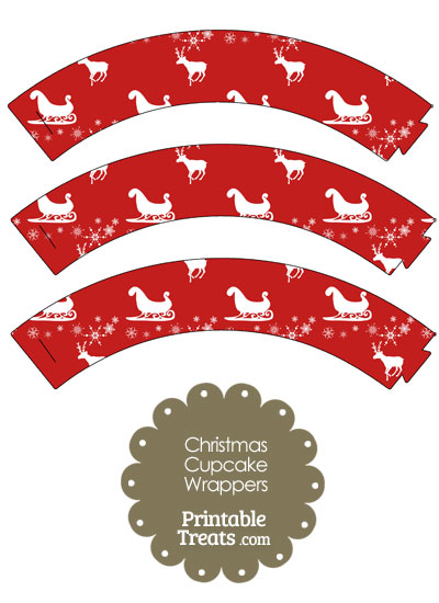 Santas Sleigh Cupcake Wrappers from PrintableTreats.com