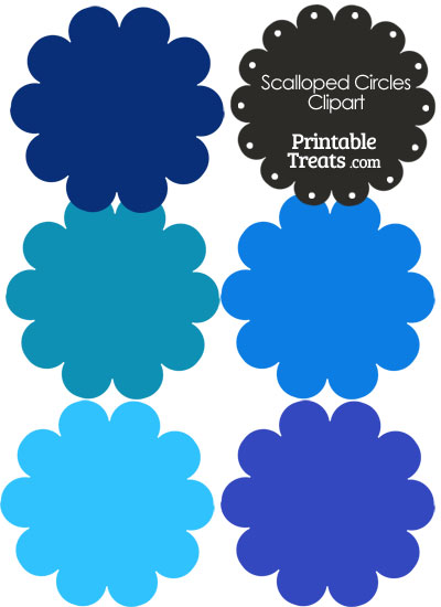 Scalloped Circles Clipart in Shades of Blue from PrintableTreats.com
