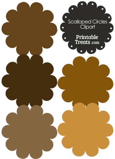 Scalloped Circles Clipart in Shades of Brown from PrintableTreats.com