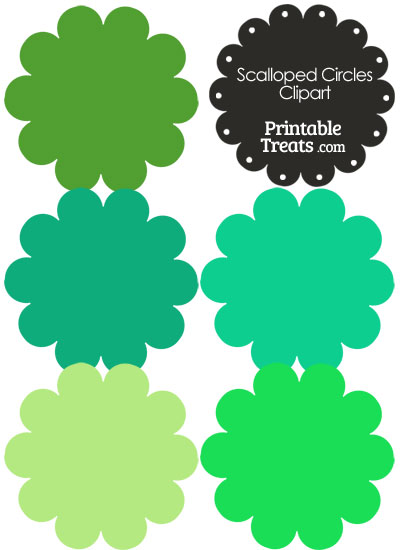 Scalloped Circles Clipart in Shades of Green from PrintableTreats.com
