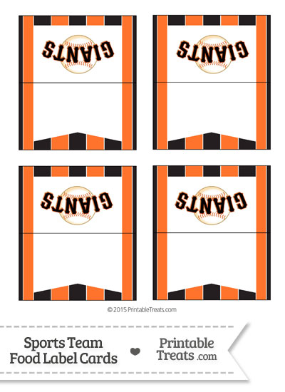 SF Giants Food Label Buffet Cards from PrintableTreats.com