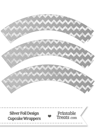 Silver Foil Chevron Cupcake Wrappers from PrintableTreats.com