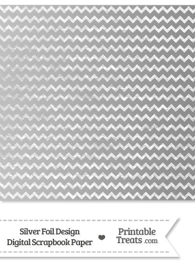 Silver Foil Chevron Digital Scrapbook Paper from PrintableTreats.com